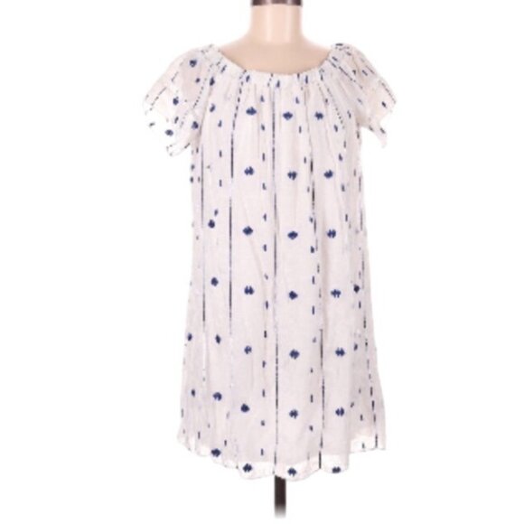 Rebellion Milos Off The Shoulder Embroidered Boho Peasant Dress M Lined White - Picture 2 of 11